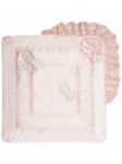 Летний конверт-одеяло на выписку "Империя" нежно-розовый атлас с розовым кружевом и большой короной на липучке