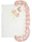 Летний конверт-одеяло на выписку "Королевский" (молочный с розовым кружевом)