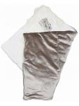 Летний конверт-одеяло на выписку "Императорский" (серый с молочным кружевом и большой короной на молнии)