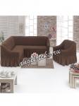 Чехол для мягкой мебели DO&CO 2 пр., угловой диван и кресло, 100% ПЭ,шоколадный