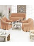Чехол для мягкой мебели DO&CO 3-х пр, диван+ 2 кресла, 100% ПЭ, оранжевый, Турция