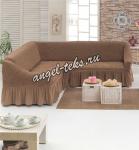 Чехол для мягкой мебели DO&CO 1 пр.,на угловой диван, 100% ПЭ, серо-коричневый
