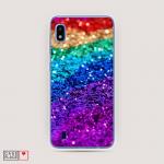 Cиликоновый чехол Блестящая радуга рисунок на Samsung Galaxy A10