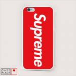 Cиликоновый чехол Supreme на красном фоне на iPhone 6S