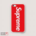 Cиликоновый чехол Supreme на красном фоне на iPhone 5/5S/SE