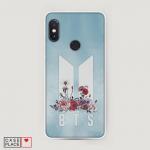 Cиликоновый чехол BTS в цветах на Xiaomi Redmi Note 5/Note 5 Pro