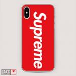 Cиликоновый чехол Supreme на красном фоне на iPhone XS (10S)
