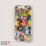 Cиликоновый чехол Stickers на iPhone 5/5S/SE