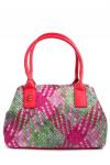 161624-1-127 сумка жен. летн. искусственная кожа/искусственный шелк розовый/зеленый КНР MILANA