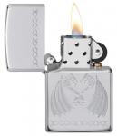 Зажигалка Zippo Dancing Dragons с покрытием High Polish Chrome, латунь/сталь, серебро, 36x12x56 мм