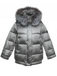 Куртка зимняя женская PRADA 374548 серый мех чернобурка