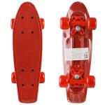 Пластик. мини скейтборд красный, разм деки 17х5, подвеска-чёрн.бабоч.PP, колеса PVC 50х30  мм