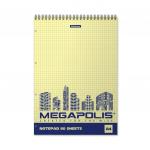 Блокнот на спирали  MEGAPOLIS® Yellow Concept, А4, 80 листов, клетка, желтый внутренний блок, перфорация