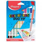 Фломастеры двухсторонние MAPED (Франция) "Color'peps Duo" 10 цв,пиш.узлы 2 и 3,9мм,суперсмыв.,849010