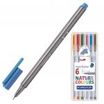 Ручки капиллярные STAEDTLER НАБОР 6шт, АССОРТИ,TRIPLUS FINELINER,природн.цвета,0,3мм,334SB6CS2