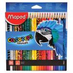 Карандаши цветные MAPED (Франция) "Color Pep's Animals'", 24 цв,трехгранные,заточ.,европодвес,832224