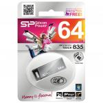 Флэш-диск 64GB SILICON POWER Touch 835 USB 2.0, металл. корпус, серый, SP064GBUF2835V1T