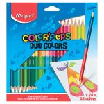 Карандаши двухцветные MAPED (Франция) "Color Pep's" 24 шт, 48 цв, трехгранные, двусторонние, 829602