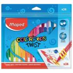Восковые мелки MAPED (Франция) "Color'peps Twist", 24 цв, выкручивающиеся в пластик.корпусе, 860624