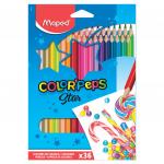 Карандаши цветные MAPED (Франция) "Color Pep's", 36 цв, трехгранные, заточенные, европодвес, 832017