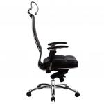 Кресло офисное МЕТТА "SAMURAI" SL-3, с подголовником, сверхпрочная ткань-сетка/кожа, черное,ш/к84455