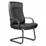 Кресло для приемных и переговорных "Атлант", кожа, черное К-01, ш/к 80362