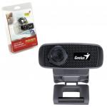Веб-камера GENIUS Facecam 1000X V2, 1 мп., микрофон, USB 2.0, рег.креп., черный, 23101