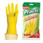Перчатки хоз. латексные, х/б напыление, разм M (средний), желтые, PACLAN "Practi Universal", ш/к8885