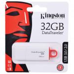 Флэш-диск 32GB KINGSTON DataTraveler G4 USB 3.0, белый/красный, DTIG4/32GB