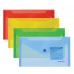 Папка-конверт с кнопкой МАЛОГО ФОРМАТА (203х129 мм),C6, ассорти,0,18мм,ERICH KRAUSE "Classic", 47054