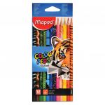 Карандаши цветные MAPED (Франция) "Color Pep's Animals'", 12 цв,трехгранные,заточ.,европодвес,832212