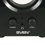 Колонки SVEN MS-80, 2.1, 7 Вт, дерево, черные, SV-013080BK