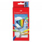 Карандаши цветные утолщенные FABER-CASTELL "Jumbo" 10 цв, трехгранные, с точилкой, 116510