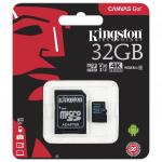 Карта памяти microSDHC 32GB KINGSTON Canvas Go UHS-I U1, 90 Мб/сек (class 10), адаптер, SDCG2/32GB