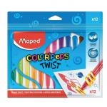 Восковые мелки MAPED (Франция) "Color'peps Twist", 12 цв, выкручивающиеся в пластик.корпусе, 860612