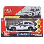 Машина металл "jeep grand cherokee полиция" 12см, инерц., белый в кор. Технопарк в кор.2*36шт