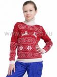 NORVEG Sweater Jaquard Wool Свитер детский цвет  красный с двумя белыми оленями
