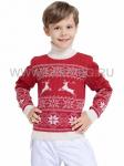 NORVEG Sweater Jaquard Wool Свитер детский цвет  красный с двумя белыми оленями