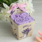 Набор махровых салфеток "Lavender" 30х30 см-4шт, хлопок, 340 г/м2