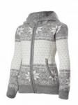Norveg Sweater Wool Кофта детская на молнии с капюшоном, цвет серый с белыми снежинками