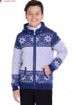 Norveg Sweater Wool Кофта детская на молнии с капюшоном, цвет синий с белыми снежинками