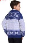 Norveg Sweater Wool Кофта детская на молнии с капюшоном, цвет синий с белыми снежинками