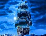 Пиратский корабль под светом луны