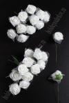 Головки цветков "Розочка" на веточке с сеточкой, 144 шт (SF-043) белый