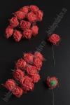 Головки цветков "Розочка" на веточке с сеточкой, 144 шт (SF-043) красный