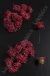 Головки цветков "Розочка" на веточке с сеточкой, 144 шт (SF-043) бордовый