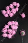 Головки цветков "Розочка" на веточке с сеточкой, 144 шт (SF-043) розовый