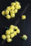 Головки цветков "Розочка" на веточке с сеточкой, 144 шт (SF-043) желтый