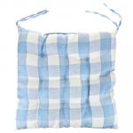Подушка для стула 40х40х6 см "Клетка" искусственная ткань под лен, голубой (наполнитель-синтепон) (Китай)