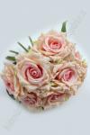 Букет свадебный "Розы" 23 см (SF-1552) светло-персиковый